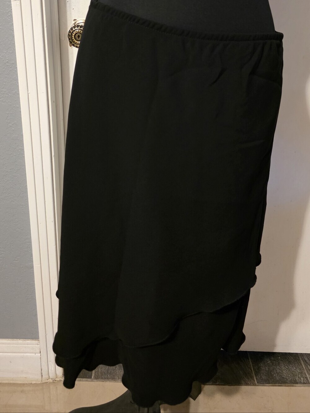 Black Layered Midi Skirt - Women